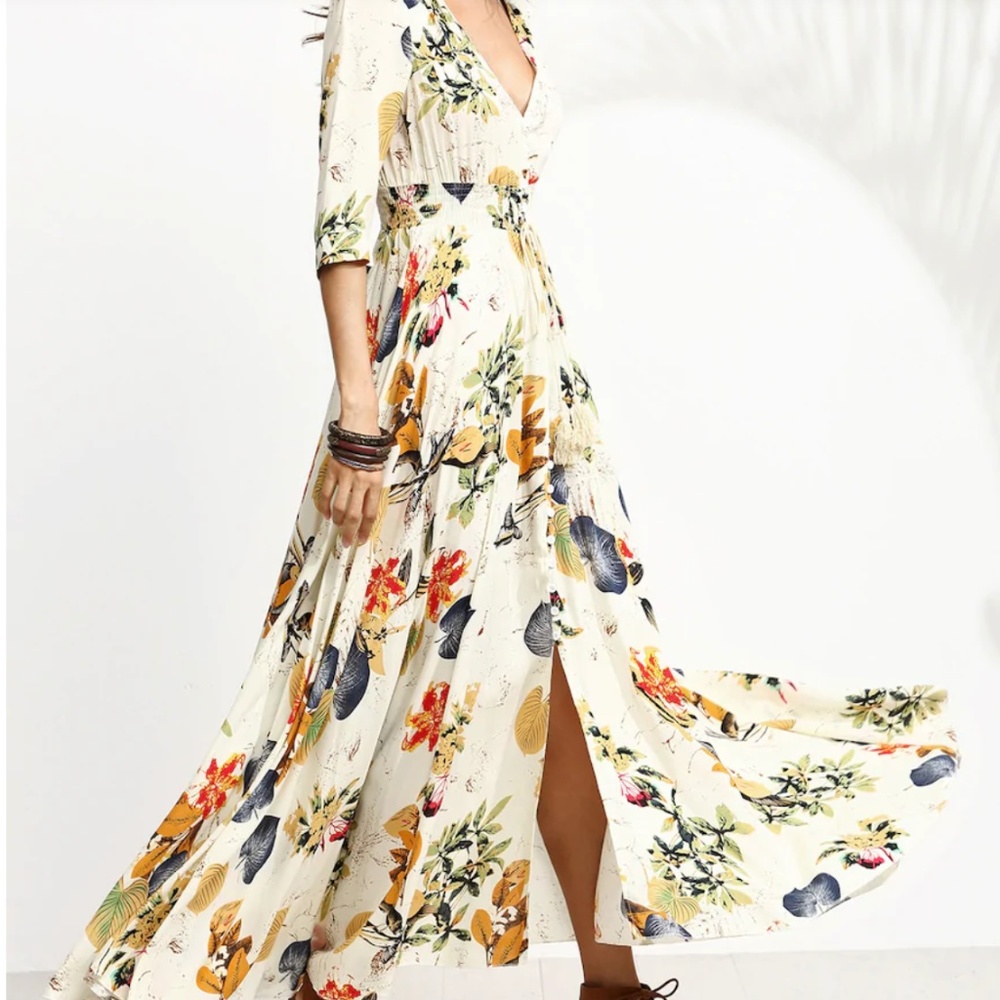 Floral print button front maxi